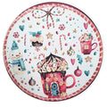 Set of 4 Round Placemats Covers Christmas Candy Cloth 14" Dia Cloth 14" Synthetic - White